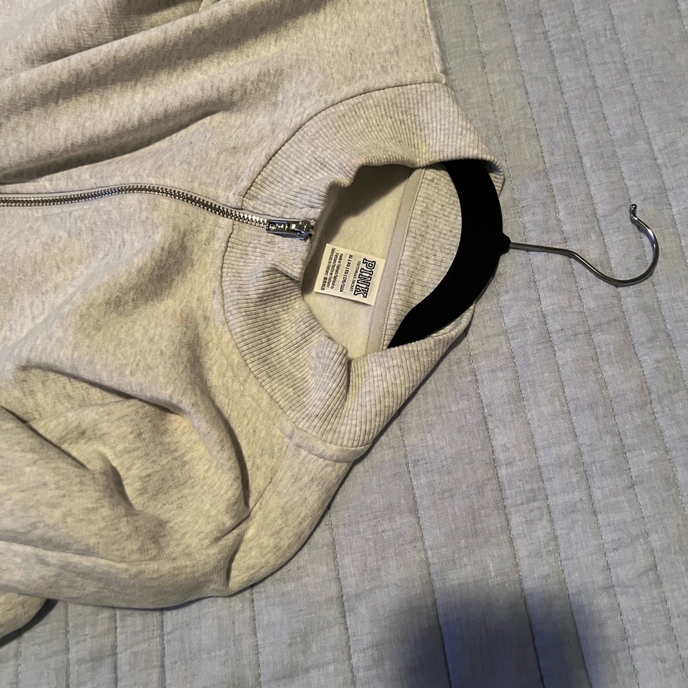 PINK: light gray 1/2 zip sweatshirt